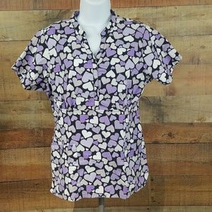 Sanibel Scrubs Scrub Top Women's Size M Purple Mul